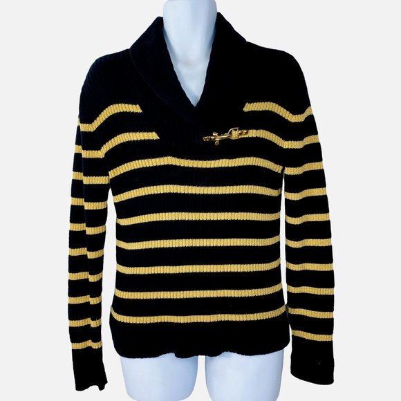 Lauren Ralph Lauren Sweaters - Lauren Ralph Lauren Blue and Gold Striped Sweater L